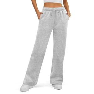 ATHMILE Women’s Fleece Lined Sweatpants Baggy Workout Lounge Pants Drawstring Workout Casual Aesthtic Fall Clothes 2025 Grey L