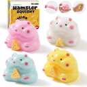 2 x 4Pcs Taba Hamster Squishy Stress Relief Toys, Cute Kawaii Animal Fidget Toys with Cheese Accessory, Handmade Sensory Squishies for Anxiety Relief, Kids & Adults, Classroom Prizes, Party Favors, Gifts