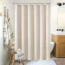 Beige Extra Long Linen Shower Curtain 84 Inch Long Neutral Bath Shower Curtain Set with Hooks XLong Tall Country Farmhouse Boho Drapes for Bathroom Bathtub Tan Beige 72x84 Drapes