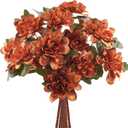 Uieke 6PCS Artificial Daisy Mums Flowers with Stem, Burnt Orange Silk Flowers Arrangement for Home Party Fall Wedding Bouquet Thanksgiving Table Centerpieces Decor (Vintage Terracotta) (Caramel)