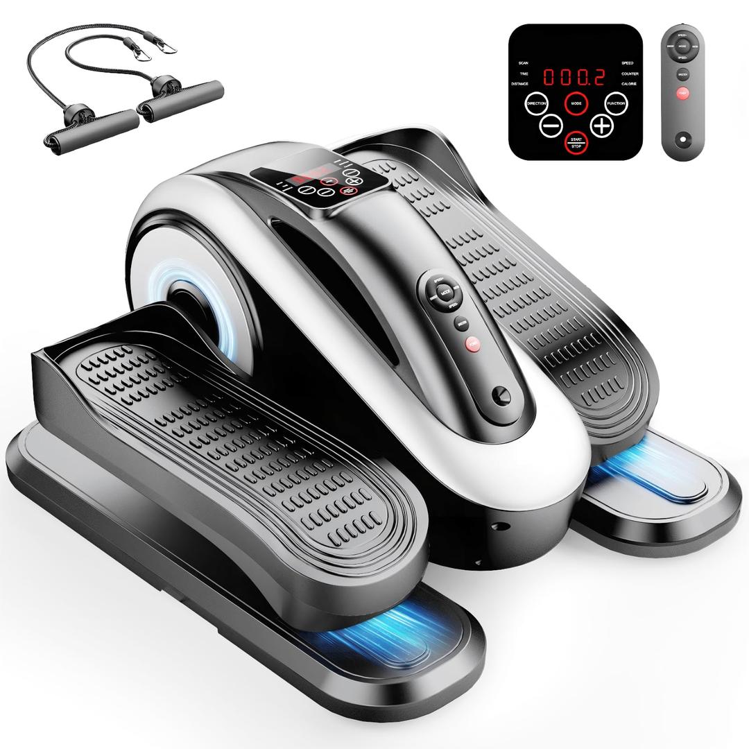 LVPIMAN Large Size Under Desk Elliptical Machine,Electric Leg Exerciser for Seniors,12 Adjustable Speeds&12 Modes with Remote Control,Elastic Rope,Manual&Auto Mode for Home Office