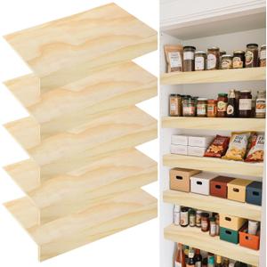 5 Pack Wooden Shelf Covers 24 x 12 Inch,Wire Rack Covers for Pantry Wood Shelf Liners-0.25 inch Thick,Weight Removable Wood Shelf Covering for Closet Kitchen Pantry Bathroom Office