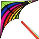 Mint's Colorful Life Delta Kite for Kids & Adults, Extremely Easy to Fly Kites with 3 Ribbons and 300ft Kite String, Best Kites for Beginners (Rainbow)