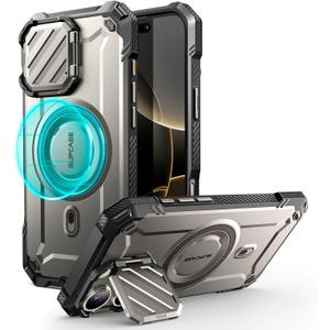 SUPCASE for iPhone 16 Pro Max Case with Camera Cover Stand (UBMag XT), [Compatible with MagSafe] [Built-in Kickstand] [Military-Grade Protection] Heavy Duty Rugged Magnetic Phone Case, Tigray