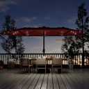 Garvee 15FT Patio Umbrella with Solar Lights & Base Included, Burgundy