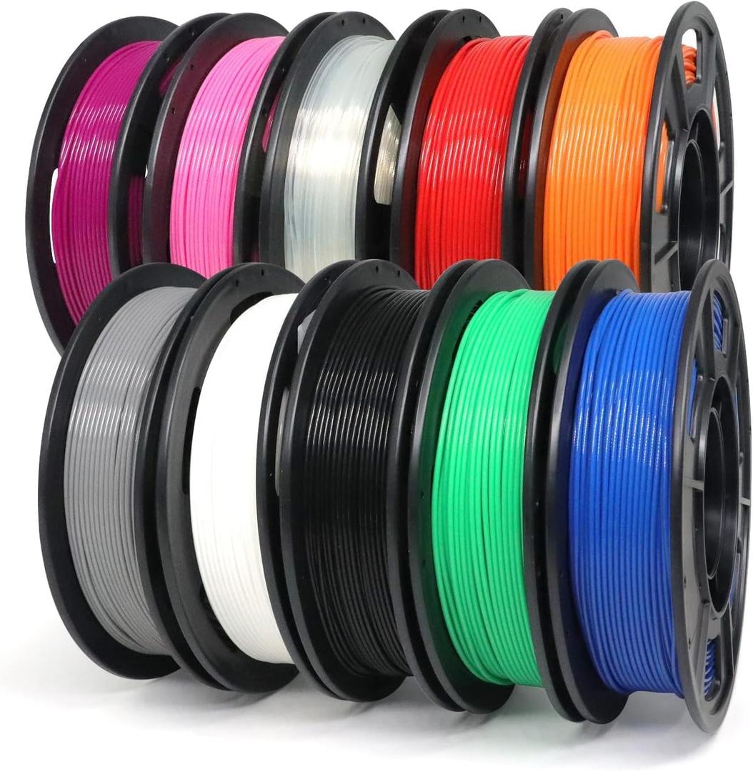 YOUSU PLA Plus Filament 1.75mm Bundle 10x250g, 10 Pack 2.5KG PLA+ Sample 3D Printer Filament, 3D Printing Multi Pack Filament Dimensional Accuracy +/- 0.02mm