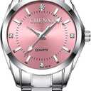 Watches for Women Analog Quartz Silver Stainless Steel Watches Luminous Waterproof Ladies Dress Watch (021pink)