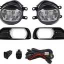 LED Fog Lights Compatible with Toyota Camry 2007 2008 2009, 1 Pair Bumper Driving Fog Lamps with Switch and Wiring Kit (Clear Lens)