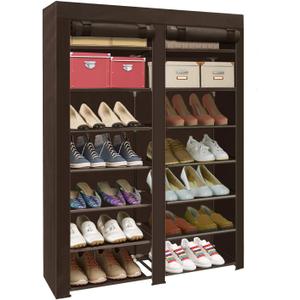 ERONE Shoe Rack Storage Organize, 28 Pairs Portable Double Row with Nonwoven Fabric Cover Shoe Shelf Cabinet for Closet