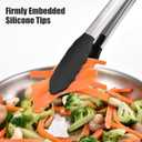 Doosu Kitchen Tongs for Cooking - 600F Heat Resistant Food Tong with Non-Scratch Silicone Tips, Heavy Duty Stainless Steel Locking Tong for BBQ, Grilling Steak, Serving Salad, Pasta (12in, Black)