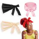 4 Pcs Satin Hair Wrap Women Multicolor Satin Headband Adjustable Tie Hair Wrap Suitable for Black Women Sleeping Face Care Spa Makeup Nighttime Protection