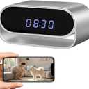 Security Camera for Home, 4K Clock Camera, Pets Cat Dog Cameras, Smart Home Indoor Cameras, Nanny Camera Clock with Night Vision and Motion Detection (Ink Black)