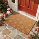 Christmas Doormat, Outdoor & Indoor Merry Christmas Door Mat, Coir Snowflake Winter Holiday Door Mats for Front Door Outside Entrances, 17"x30", Snowflakes