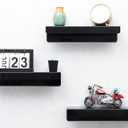 IEEK 15 Inch Black Acrylic Floating Wall Ledge Shelf,Wall Mounted Nursery Kids Bookshelf,5MM Thick Home/Office/Bathroom Storage Shelves Display Organizer Set of 3