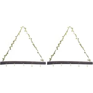 2 Pcs Decorative Leaf Floating Wall Shelves Coat Hooks Driftwood Branch Hook Branch Hanger Rack for Keys Hats Entryway(Leaf,5 Hook)