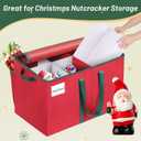 Nutcracker Storage Containers and Figurine Collectibles Storage Box Large Ornament Storage Organizer Stores Up to 8 Holiday Christmas Nutcrackers Figurines-Carolers Ornaments Red/15 Inches