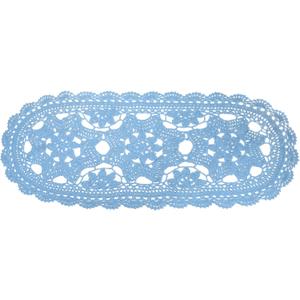 uxcell Crochet Doilies, 22" x 10" Handmade Crochet Table Placemats Oval Lace Doilies 3 Flowers Pattern Cotton Coaster for Wedding Party Decoration, Light Blue