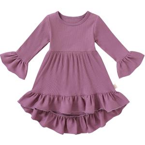 YOUNGER TREE Toddler Baby Girls Fall Clothing Solid Cotton Pit Irregular Skirt Winter Dress Long Sleeve Skirt Outfits (Pink)