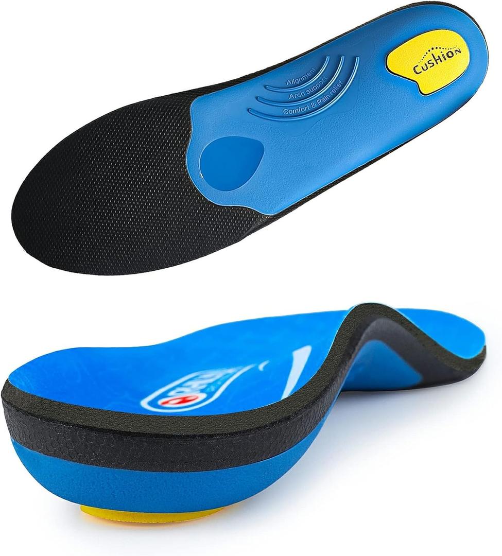 Plantar Fasciitis Pain Relief Men Orthotics in Shoes Insole Arch Support Work Boot Inserts Flat Feet Women Heel Spur Pad Orthopedic Sole for Pronation Absorb Shock Athletic Cushion (MEN (7-7 1/2)|WOMEN (9-9 1/2)--260MM, Blue)