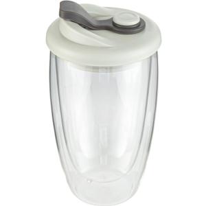 Restaurantware - Forma Professional 15.2 Ounce Insulated Travel Mug With Lid, 1 Double Wall Coffee Mug - Includes Lid, Reusable, Clear Borosilicate Glass Tumbler, Dishwashable, Microwavable