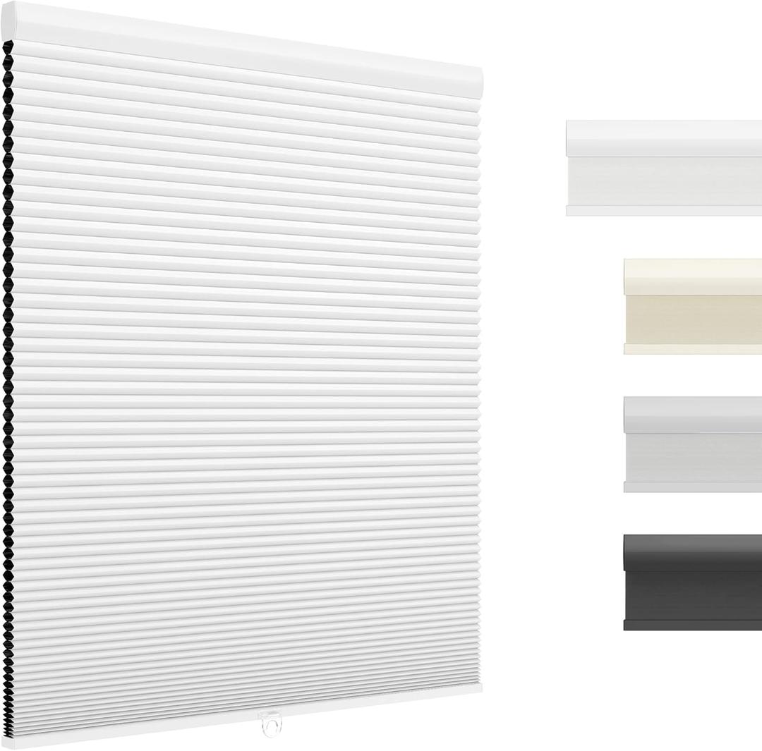 Blackout Cordless Cellular Shades, Honeycomb Blinds for Indoor Windows, for Window Size 26" W  48" H White