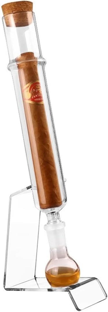 Handmade Cigar Infuser Kit for Humidity Control and Flavor Mellowing,Cigar Incense Glass Tube Set，Humidifier for Cigars Includes Glass Cigar Incense Tubes, Wood Stopper Cap and Ball Base