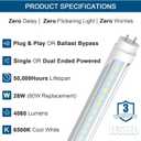 JESLED 4FT LED T8 Type A+B Tube Lights, 28W(80W Equivalent), 4060LM, 6500K