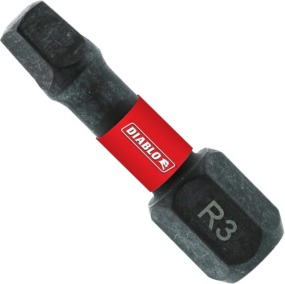 Diablo #3 Square Drive Bits with MaxTorque Zone for Durability and Impact Resistance - Optimized Tip, Laser Engraved Bit Type - 1/4" Hex, 1" Length, 5-Pack - DSQ31P5