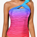 Tempt Me Women Tankini Top Swim Tops Ruched One Shoulder Bathing Suit Swimsuit Tops Only L
