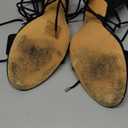 ISNOM Lace Up Heels Sandals for Women, Square Toe Open Toe Thong Strappy Heels Women's Stiletto Heeled Sandals -Black , 8,5