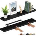 Ballucci Floating Shelves for Wall, 48" Wood Wall Shelf Set of 2, with Invisible Brackets for Bathroom, Living Room, Bedroom, Kitchen, Nursery, 8" Deep, Black