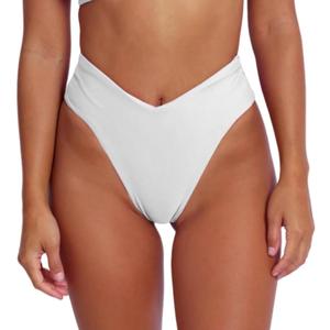 geluboao Women's Bikini Bottom Sexy V Cut High Cut Swimsuit High Waisted Bathing Suit Bottoms (Medium, White)