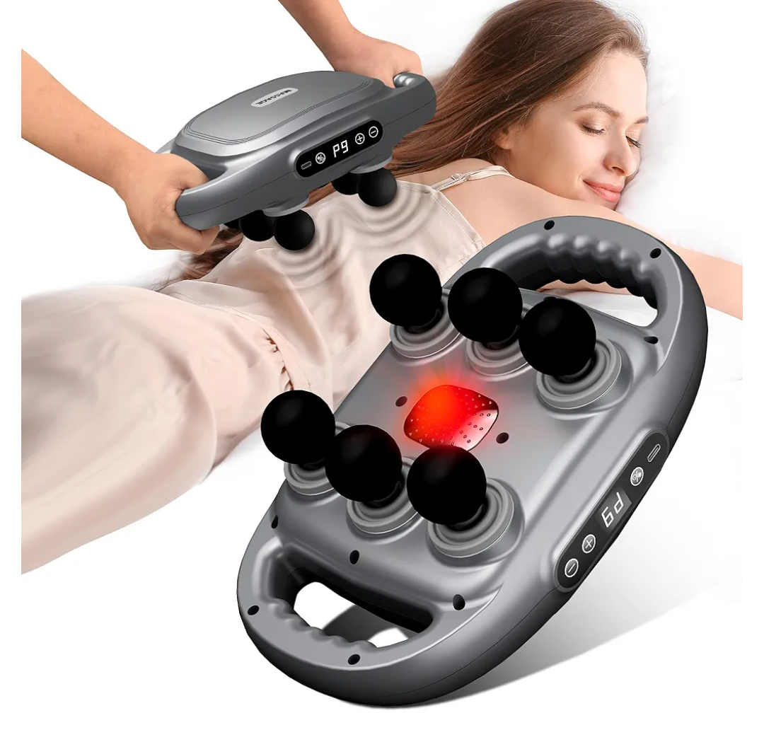 6 Head Massage Gun Deep Tissue Back Massage for Athletes for Legs, Arms, Waist, Back - Full Body Muscle Pain Relief, Percussion Massager with 9 Levels 9 Modes, Gifts for Fathers Day, Mom, Women