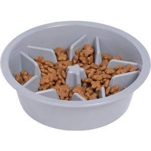 Leash Boss Slow Feeder Dog Bowls (1.5 Cup) Puzzle Dog Food Bowl with Feeder Holes, Fits into Elevated Pet Feeders, Slow Eating for Large, Medium & Small Sized Breeds - Gray