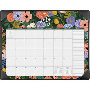 Desk Calendar 2025 with Desktop Mat, Cabbrix Large Desk Pad Calendar 22 x 17 Inch Cover 12 Months Runs From July 2025 to June 2026, Floral Design Calendar 2025 for Home School and Office (Black, 22" x 17")
