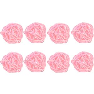 MECCANIXITY 8 Pcs Wicker Rattan Balls 1.2 Inch Rattan Decorative Balls Vase Fillers for Wedding Party Centerpiece Bowls Home Decoration Pink