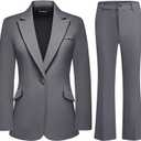 Women's Suit 2 Piece Set Pinstripe Blazer and Bootcut Dressy Pants Set for Work Office Business Outfits, 2XL