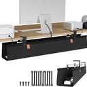 Zilink No Drill Under Desk Cable Management Tray 40" Cord Organizer for Table Clamp/Screw Mount Cable Management Under Desk Waterproof Fabric Cable Management Tray for Office, Home