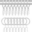 60 Pcs Metal Drapery Curtain Rings & Hooks, 30 mm Internal Diameter (Matt Silver)