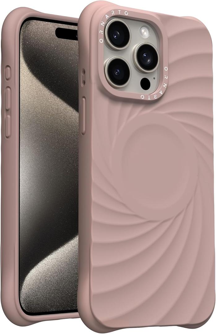 ORNARTO Vortuxe for iPhone 15 Pro Case 6.1" | 2X MIL-STD Drop Protection | Compatible with MagSafe | Sleek Aesthetic Liquid Silicone Phone Cover - Latte