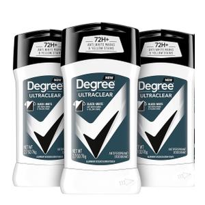 Degree Men UltraClear Antiperspirant Deodorant Black + White 72-Hour Sweat & Odor Protection Antiperspirant For Men With MotionSense Technology 2.7 Ounce (Pack of 3) (2.7 Ounce)