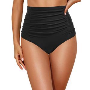 Tempt Me Women's High Waisted Swimsuit Bottom Tummy Control Ruched Bikini Bottom Vintage Swim Bottom Tankini Briefs L