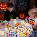 2 x 12 Pcs Halloween Wooden Painting Crafts for Kids, Boo Ghost Pumpkin Painting Cutouts DIY Art Craft Kit for Halloween Party Favors Coloring Ornament for School Activities Supplies