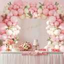 Pink Balloon Arch Kit 124Pcs Pink and White Balloon Arch Garland Kit Pastel Pink Light Pink Sand White Balloons for Baby Shower Bridal Shower Wedding Anniversary Birthday Party Decorations
