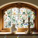 Stained Glass Window Privacy Film – Static Cling Decorative Rainbow Window Film, No Adhesive UV Blocking Sun Cling for Bathroom, Bedroom, Glass Doors, Removable Yellow Floral, 23.6 x 78.7 in