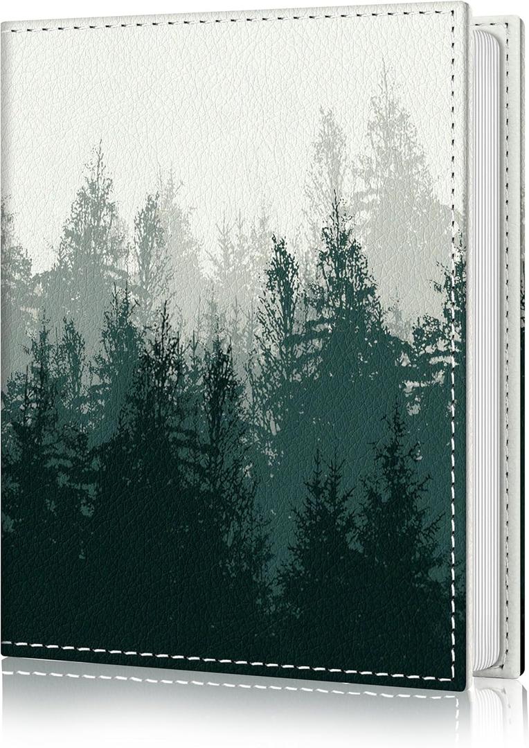 Photo Album 4x6, 56 Pockets Small Picture Book Foggy Forest Trees, Personalized Large Capacity Mini PU Leather Picture Album Gift for Family Graduation Wedding Travel