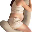 Frida Mom Compact Support 4-in-1 Cooling Pregnancy Pillow, Space-Saving, 56"L