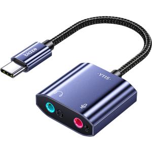 USB C Sound Card, USB C to Headphone and Microphone Jack Audio Adapter External Sound Cards Compatible with Windows, Laptops, Desktops Windows, MAC, Linux, PC, PS5, PS4(Grey)