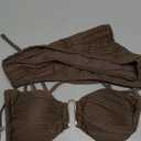 ZAFUL Women's Textured Underwire Bikini Set V Notch High Cut Swimwear Tie Side Ribbed Sexy Swimsuits.XL
