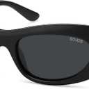 SOJOS Retro Cat Eye Sunglasses for Women Polarized UV400 Designer Inspired Sun Glasses SJ2617A (Black/Grey)